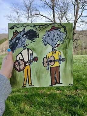 Possum And Raccoon Band Folk Art